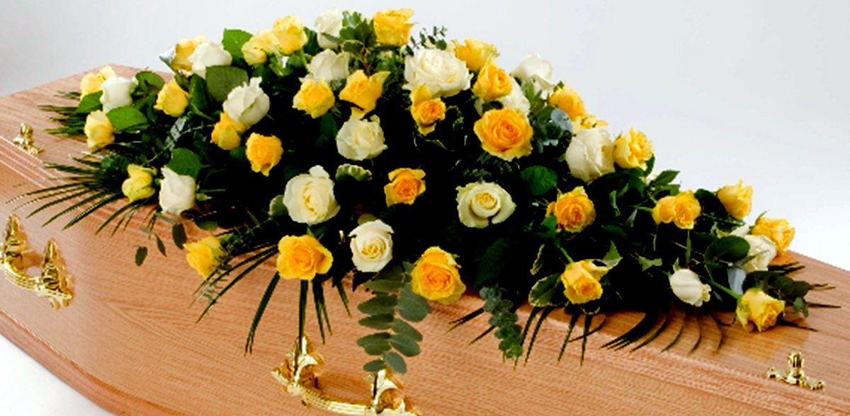 Coffin with flowers